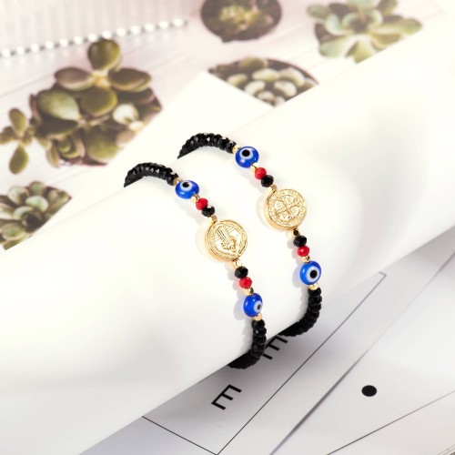 Tarsus Evil Eye Beads Bracelet San Benito Amulet Charm Kabbalah Double Protection Bracelets for Women Men Family Friends 