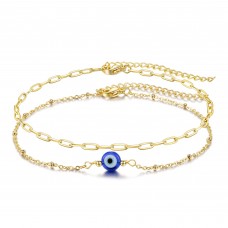 Tarsus Classic Evil Eye Bracelet / Anklets Layered 14K Gold Plated / Stainless Steel Amulet Nazar for Women Girls Tarsus Classic Evil Eye Bracelet / Anklets Layered 14K Gold Plated / Stainless Steel Amulet Nazar for Women Girls