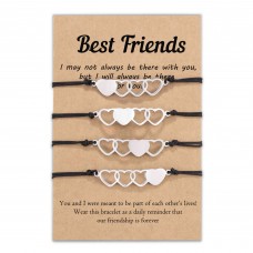 Tarsus 2/3Pcs Best Friend Bracelets Friendship BFF Matching Distance Heart Bracelet for Women Girls Teen Men-4X