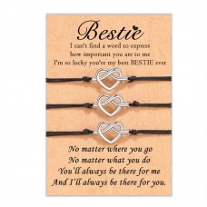 Tarsus 2/3 Pcs Bestie Knot Bracelets Friendship Forever Distance Bracelets Birthday Gifts for Women Girls-Tar-605-bestie-3 heart Tarsus 2/3 Pcs Bestie Knot Bracelets Friendship Forever Distance Bracelets Birthday Gifts for Women Girls-Tar-605-bestie-3 heart