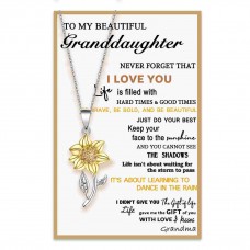 Tarsus Granddaughter Gifts from Grandma Nana, Adjustable Dainty Sunflower Necklace with Poem Card-Tar-031-Necklace-Granddaughter-G Tarsus Granddaughter Gifts from Grandma Nana, Adjustable Dainty Sunflower Necklace with Poem Card-Tar-031-Necklace-Granddaughter-G
