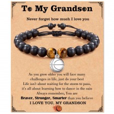 Tarsus Grandson Basketball Gifts Bracelet from Grandma, Basketball Stuff Teen Year Old Boys Gift Christmas Birthday Basketball Gifts for Grandson Boys 6-8 8-12 12-16 Tar-368-bra-grandson
