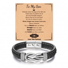 Tarsus To My Son Bracelet from Mom, Teen Boys Gift Ideas, Year Old Boy Birthday Christmas Graduation Confirmation Gifts for Teenage Boys, Leather Bracelet Gifts for Son Him Men Tar-369-son