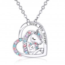 Tarsus Lucky Unicorn Necklace to My Daughter/Granddaughter, Heart Pendant Necklace Gifts Ideas for Teenage Girls Women-teengirls Tarsus Lucky Unicorn Necklace to My Daughter/Granddaughter, Heart Pendant Necklace Gifts Ideas for Teenage Girls Women-teengirls