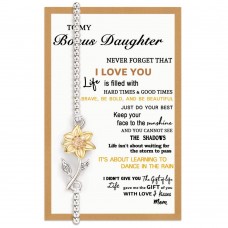 Tarsus Bonus Daughter Gifts, Sunflower Bracelets for Stepdaughter Step Bonus Daughter from Stepmom Mom Christmas Gift Sunflower Jewerly Tar-621-Bonus Daughter