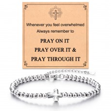 Tarsus Religious Gifts for Women, Cross Bracelets Inspirational Cross Jewelry Christian Gifts Tar-626-Cross Pray-Silver Bead Tarsus Religious Gifts for Women, Cross Bracelets Inspirational Cross Jewelry Christian Gifts Tar-626-Cross Pray-Silver Bead
